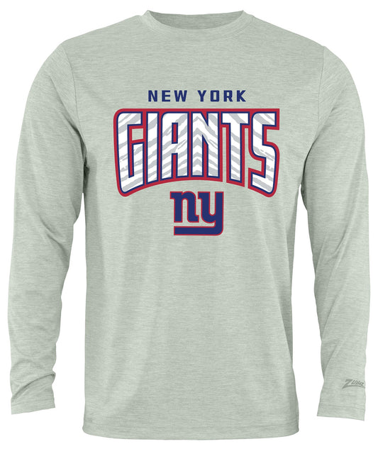 Zubaz NFL Men's Hail Mary Heather Gray Long Sleeve T-Shirt, New York Giants