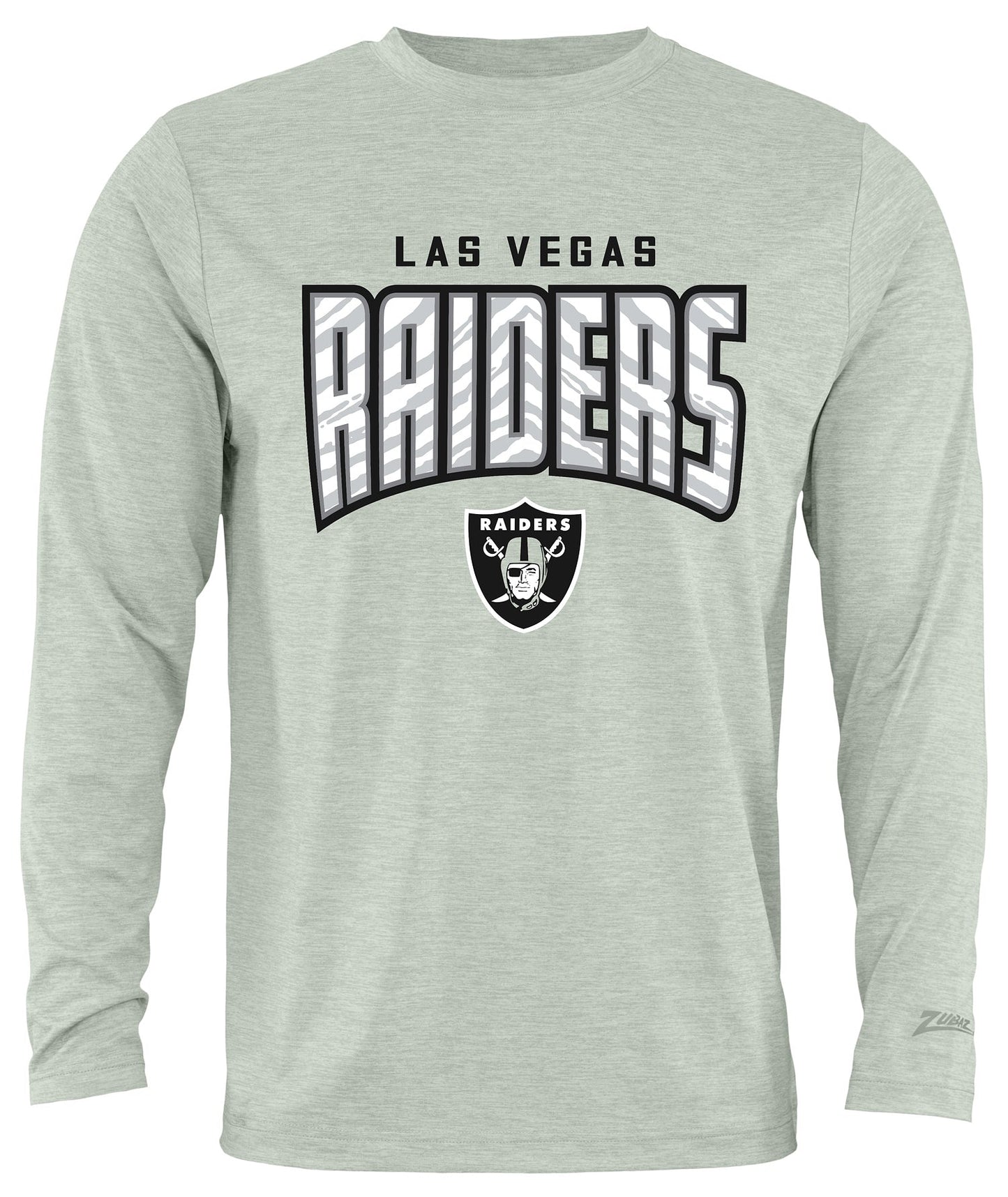 Zubaz NFL Men's Hail Mary Heather Gray Long Sleeve T-Shirt, Las Vegas Raiders