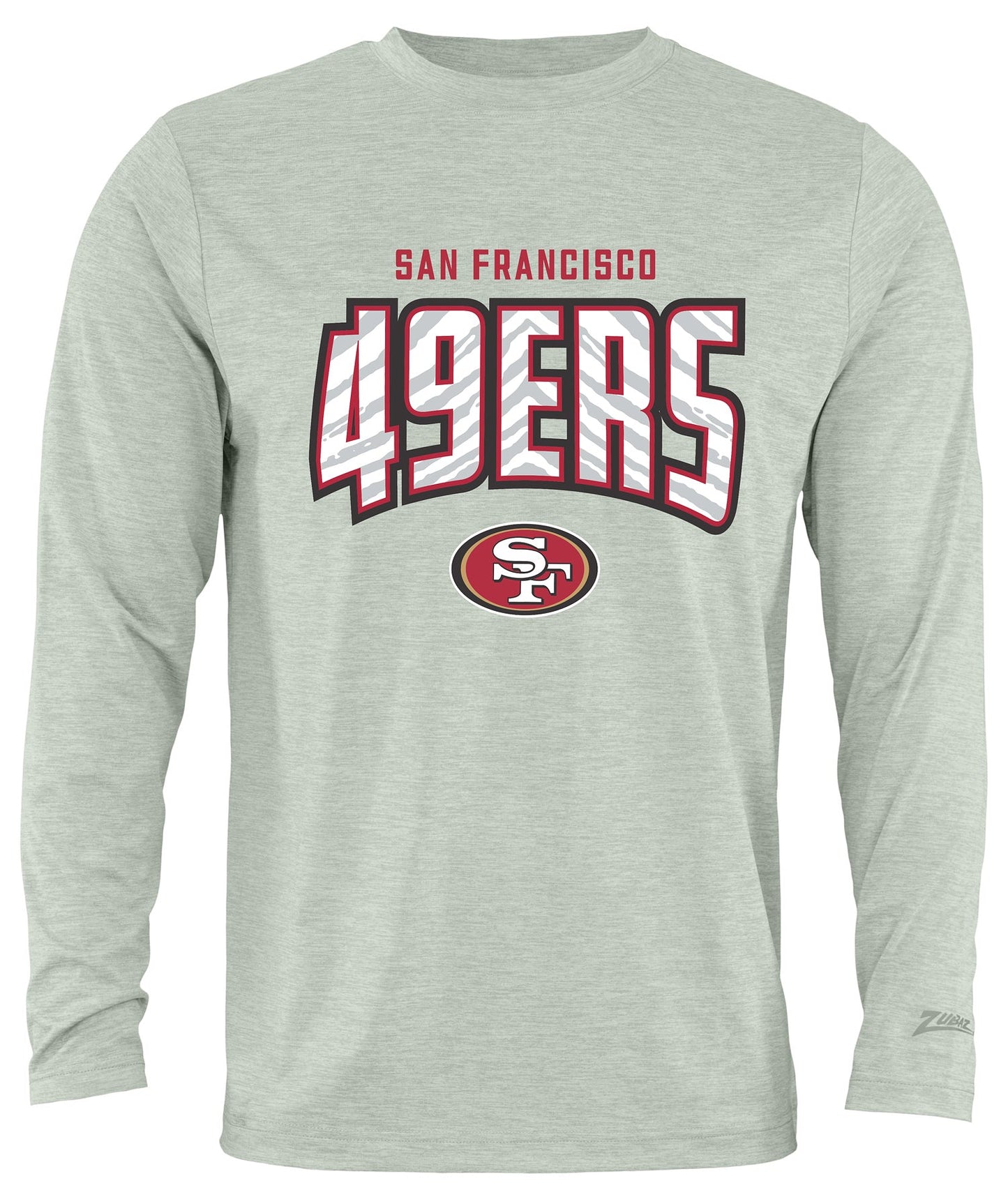 Zubaz NFL Men's Hail Mary Heather Gray Long Sleeve T-Shirt, San Francisco 49ers