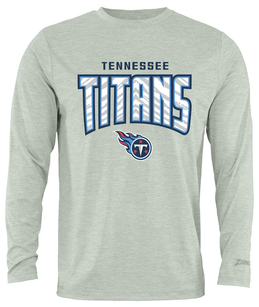 Zubaz NFL Men's Hail Mary Heather Gray Long Sleeve T-Shirt, Tennessee Titans