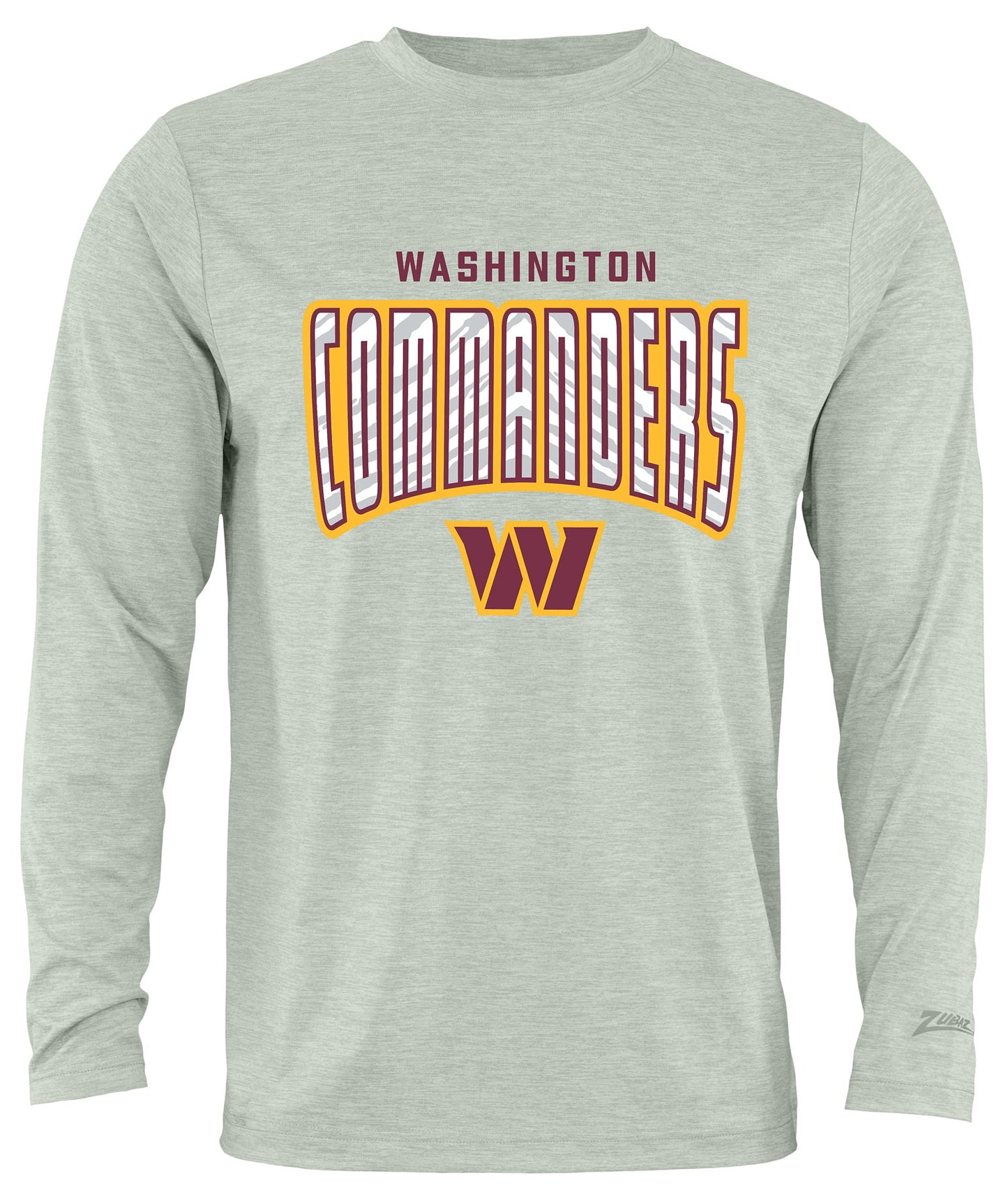 Zubaz NFL Men's Hail Mary Heather Gray Long Sleeve T-Shirt, Washington Commanders