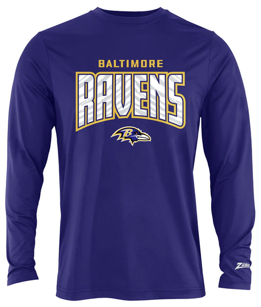 Zubaz NFL Men's Hail Mary Team Color Long Sleeve T-Shirt, Baltimore Ravens