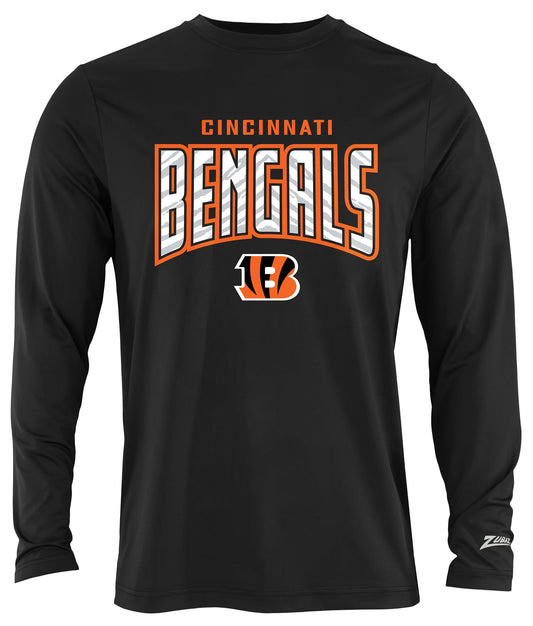 Zubaz NFL Men's Hail Mary Team Color Long Sleeve T-Shirt, Cincinnati Bengals