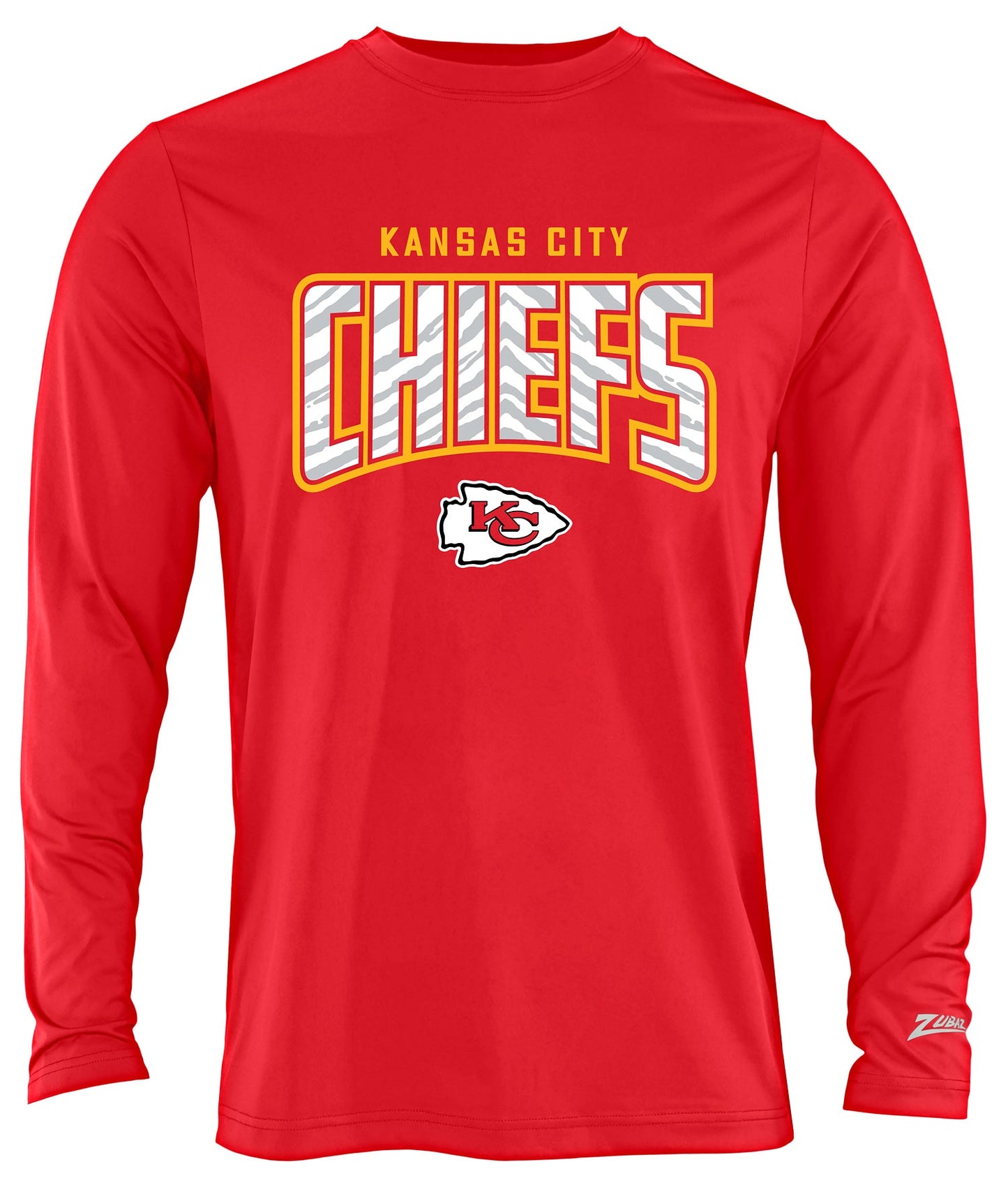 Zubaz NFL Men's Hail Mary Team Color Long Sleeve T-Shirt, Kansas City Chiefs