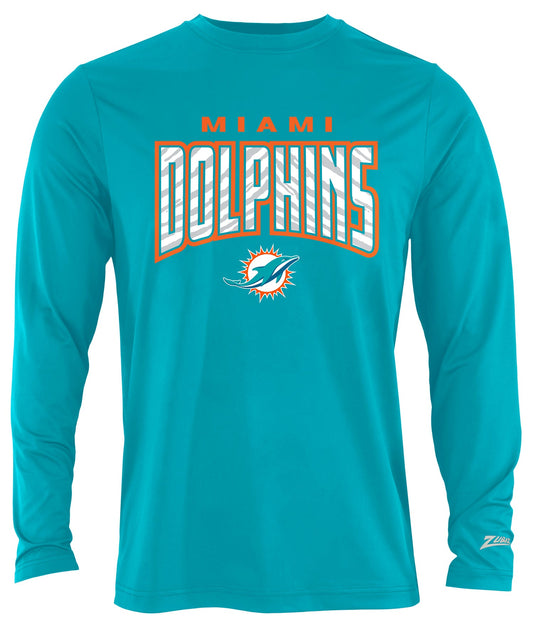 Zubaz NFL Men's Hail Mary Team Color Long Sleeve T-Shirt, Miami Dolphins