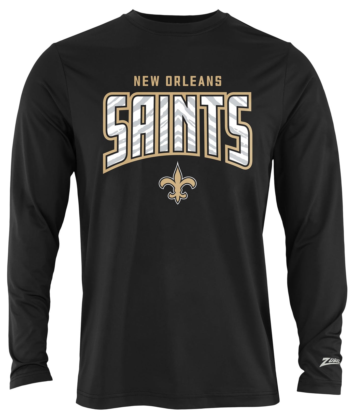 Zubaz NFL Men's Hail Mary Team Color Long Sleeve T-Shirt, New Orleans Saints