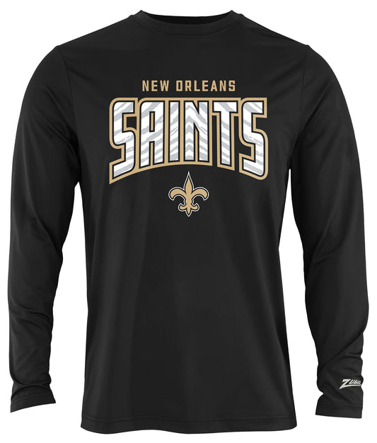 Zubaz NFL Men's Hail Mary Team Color Long Sleeve T-Shirt, New Orleans Saints