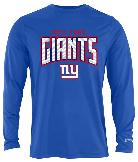 Zubaz NFL Men's Hail Mary Team Color Long Sleeve T-Shirt, New York Giants