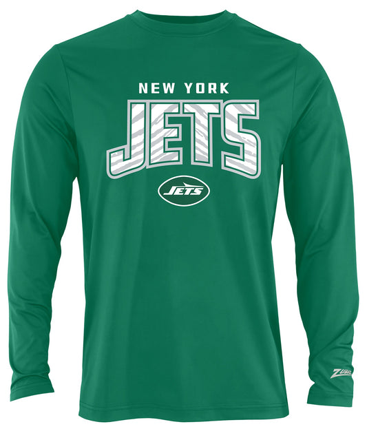 Zubaz NFL Men's Hail Mary Team Color Long Sleeve T-Shirt, New York Jets