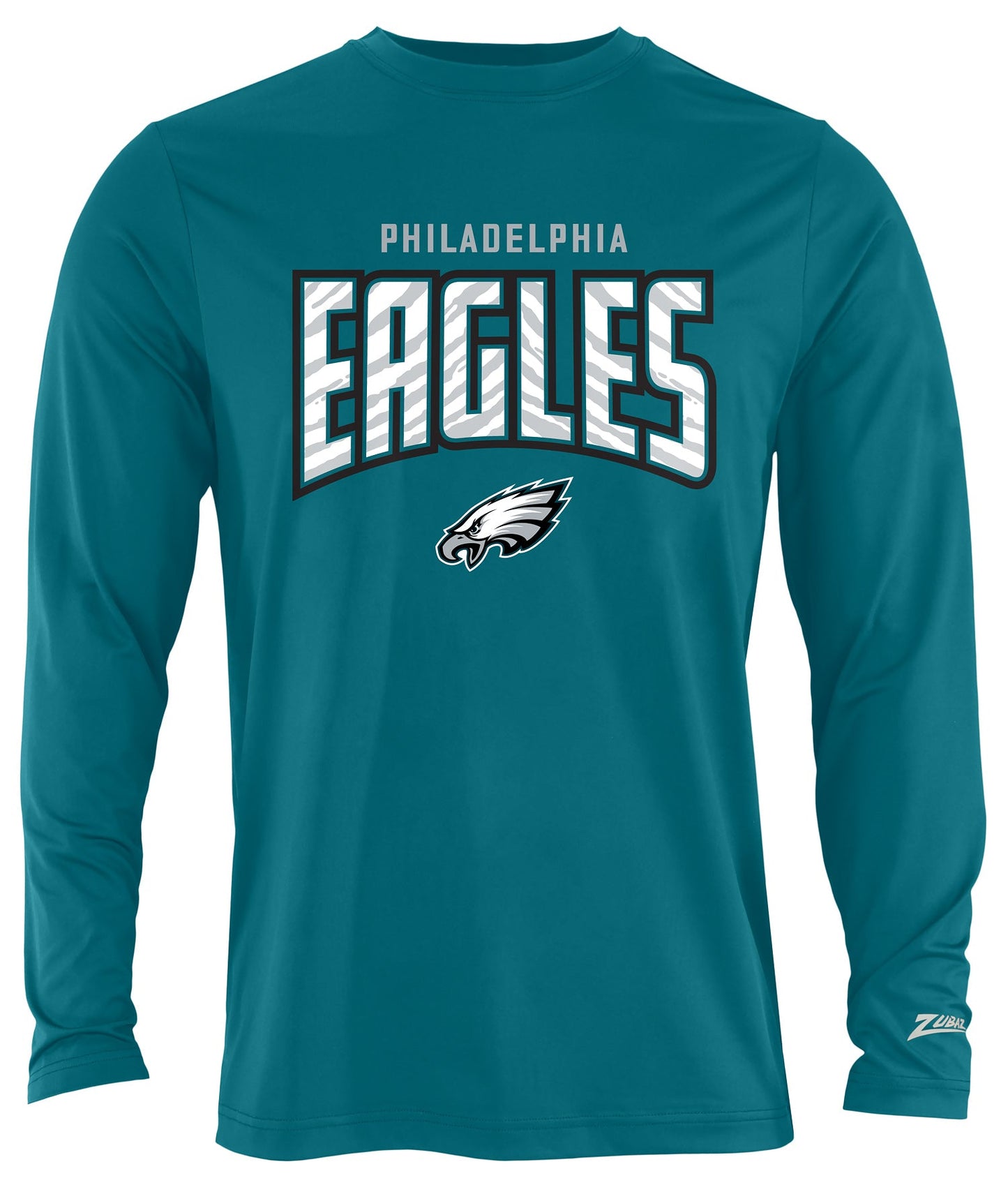 Zubaz NFL Men's Hail Mary Team Color Long Sleeve T-Shirt, Philadelphia Eagles