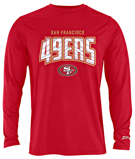 Zubaz NFL Men's Hail Mary Team Color Long Sleeve T-Shirt, San Francisco 49ers