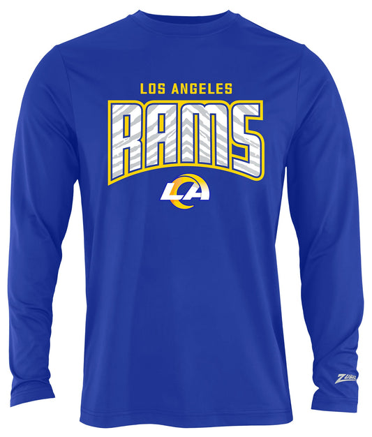 Zubaz NFL Men's Hail Mary Team Color Long Sleeve T-Shirt, Los Angeles Rams