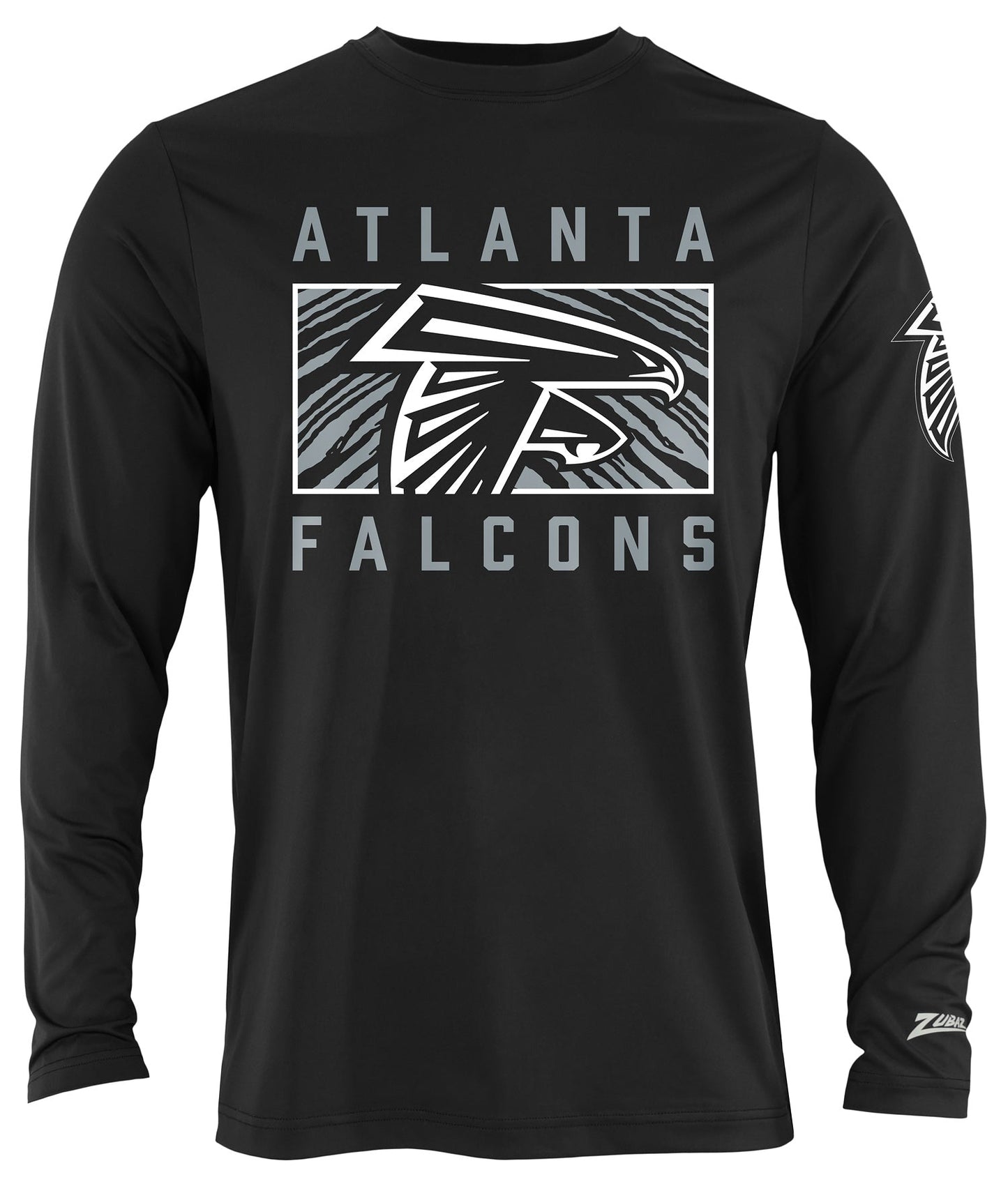 Zubaz NFL Men's Black End Zone Long Sleeve T-Shirt, Atlanta Falcons