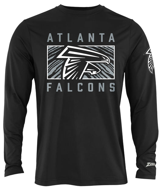 Zubaz NFL Men's Black End Zone Long Sleeve T-Shirt, Atlanta Falcons