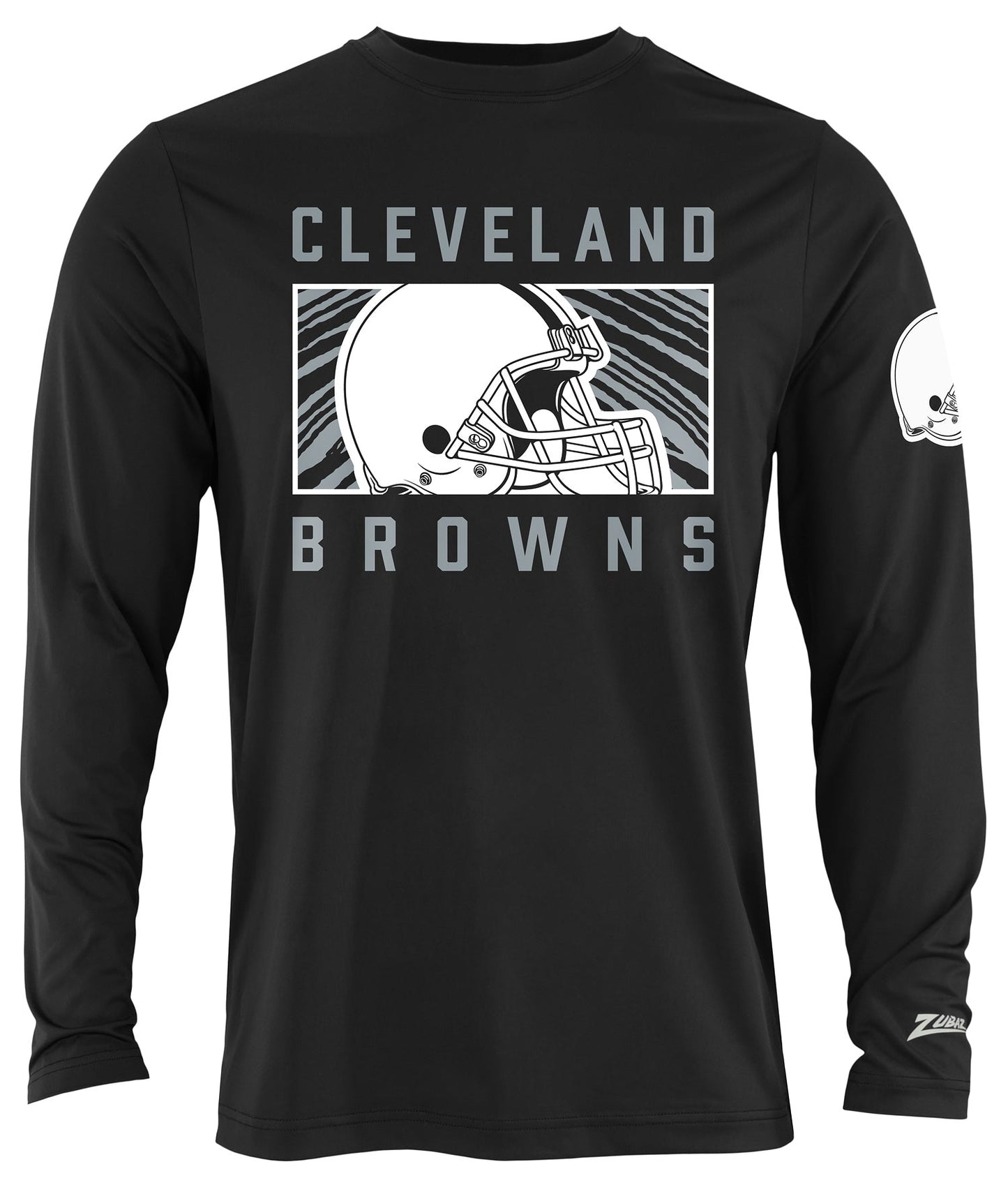 Zubaz NFL Men's Black End Zone Long Sleeve T-Shirt, Cleveland Browns