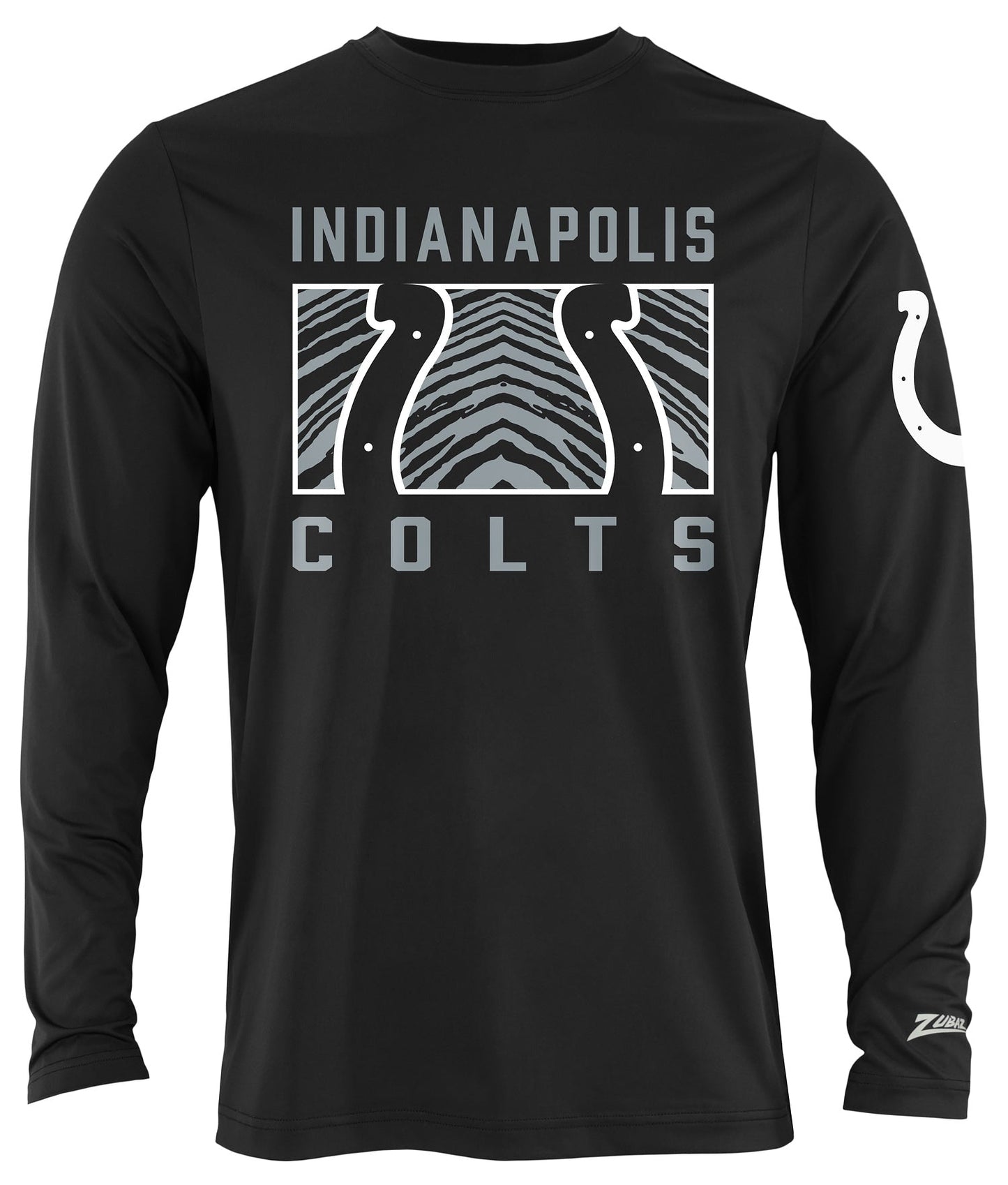 Zubaz NFL Men's Black End Zone Long Sleeve T-Shirt, Indianapolis Colts