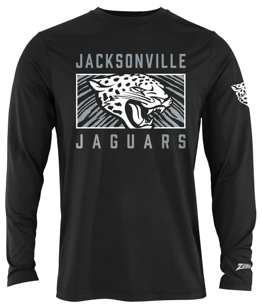 Zubaz NFL Men's Black End Zone Long Sleeve T-Shirt, Jacksonville Jaguars