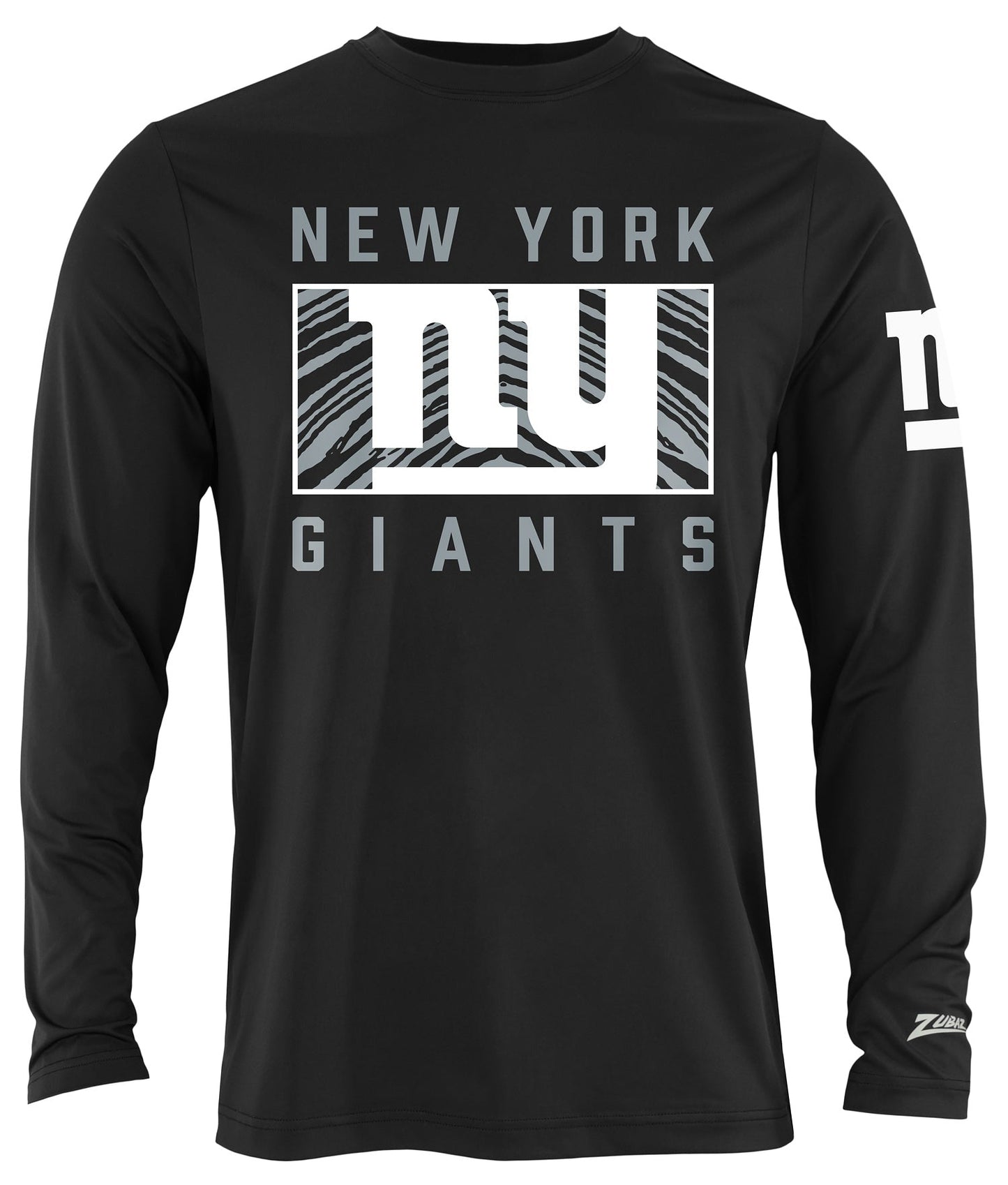 Zubaz NFL Men's Black End Zone Long Sleeve T-Shirt, New York Giants