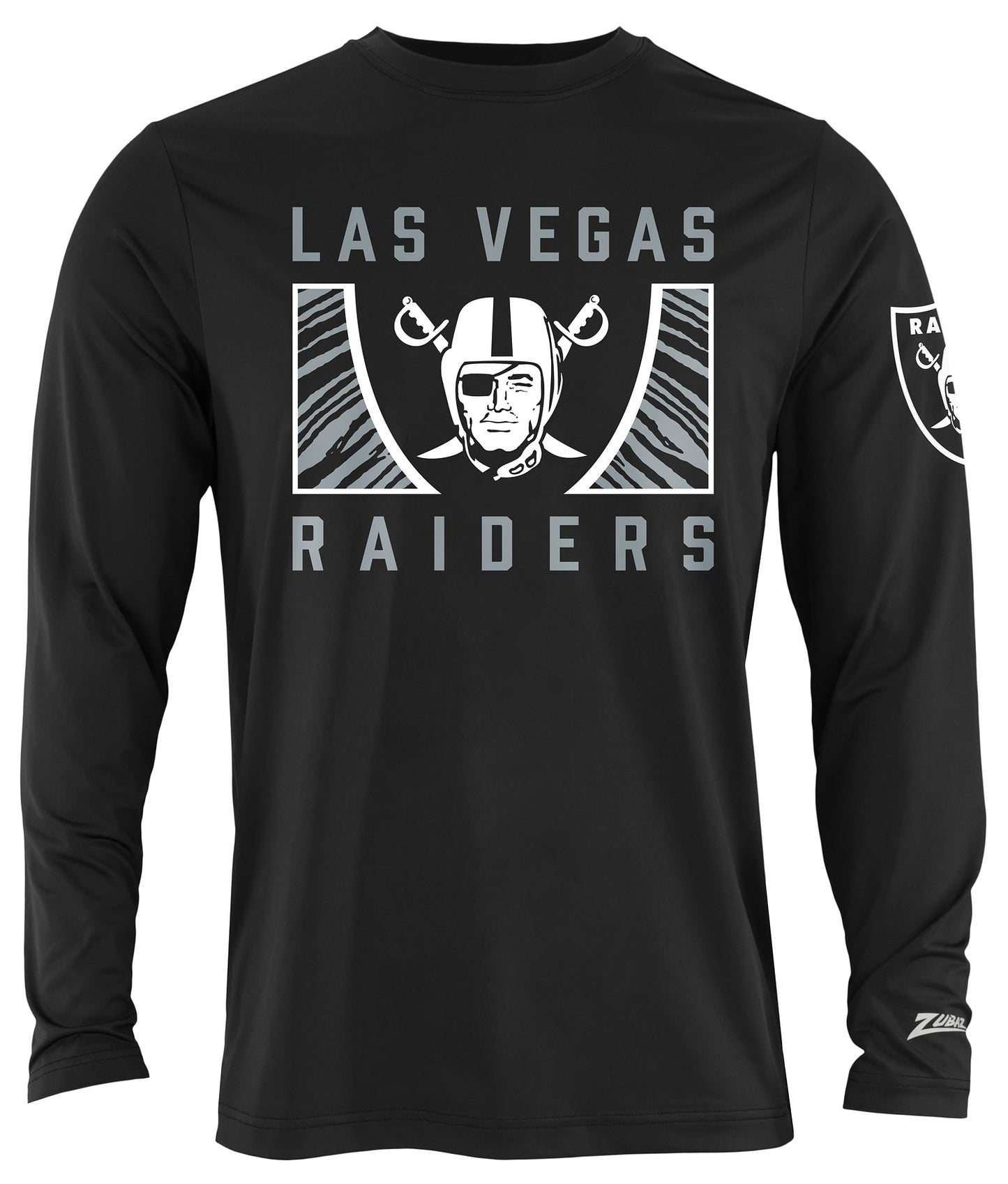 Zubaz NFL Men's Black End Zone Long Sleeve T-Shirt, Las Vegas Raiders