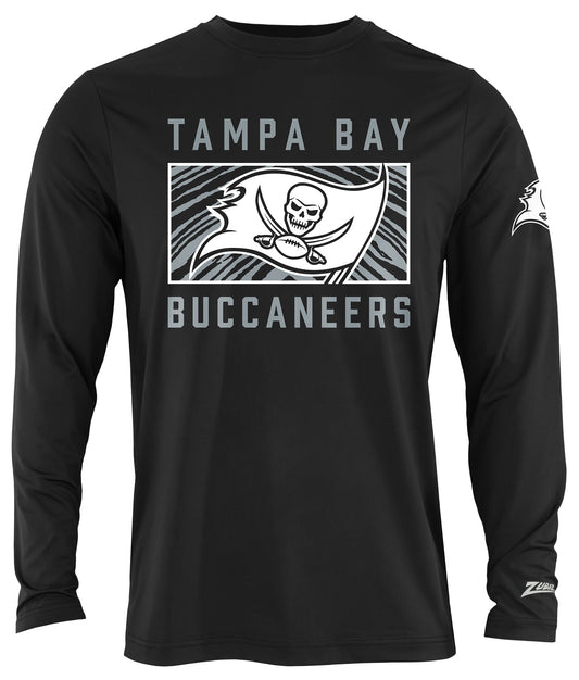 Zubaz NFL Men's Black End Zone Long Sleeve T-Shirt, Tampa Bay Buccaneers