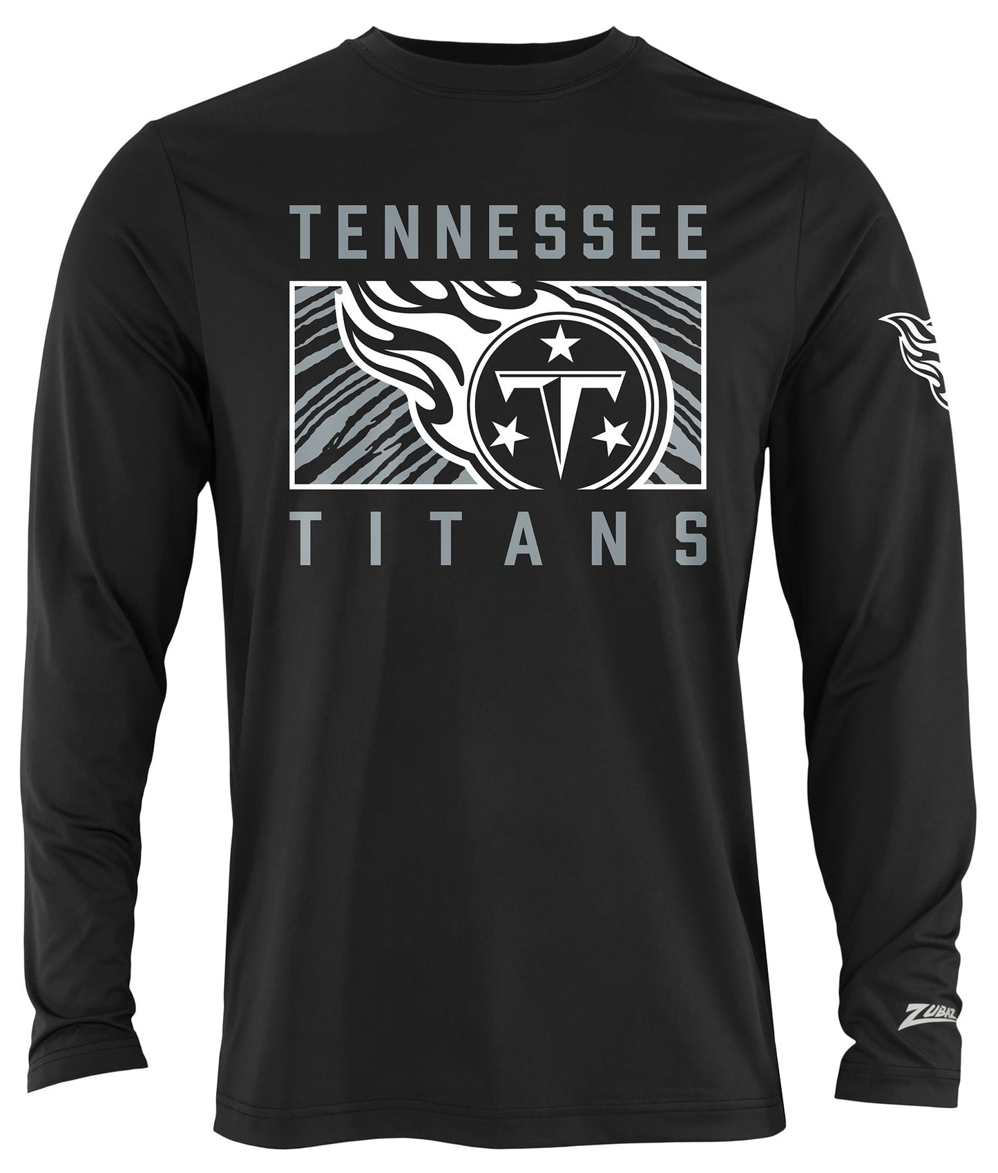 Zubaz NFL Men's Black End Zone Long Sleeve T-Shirt, Tennessee Titans