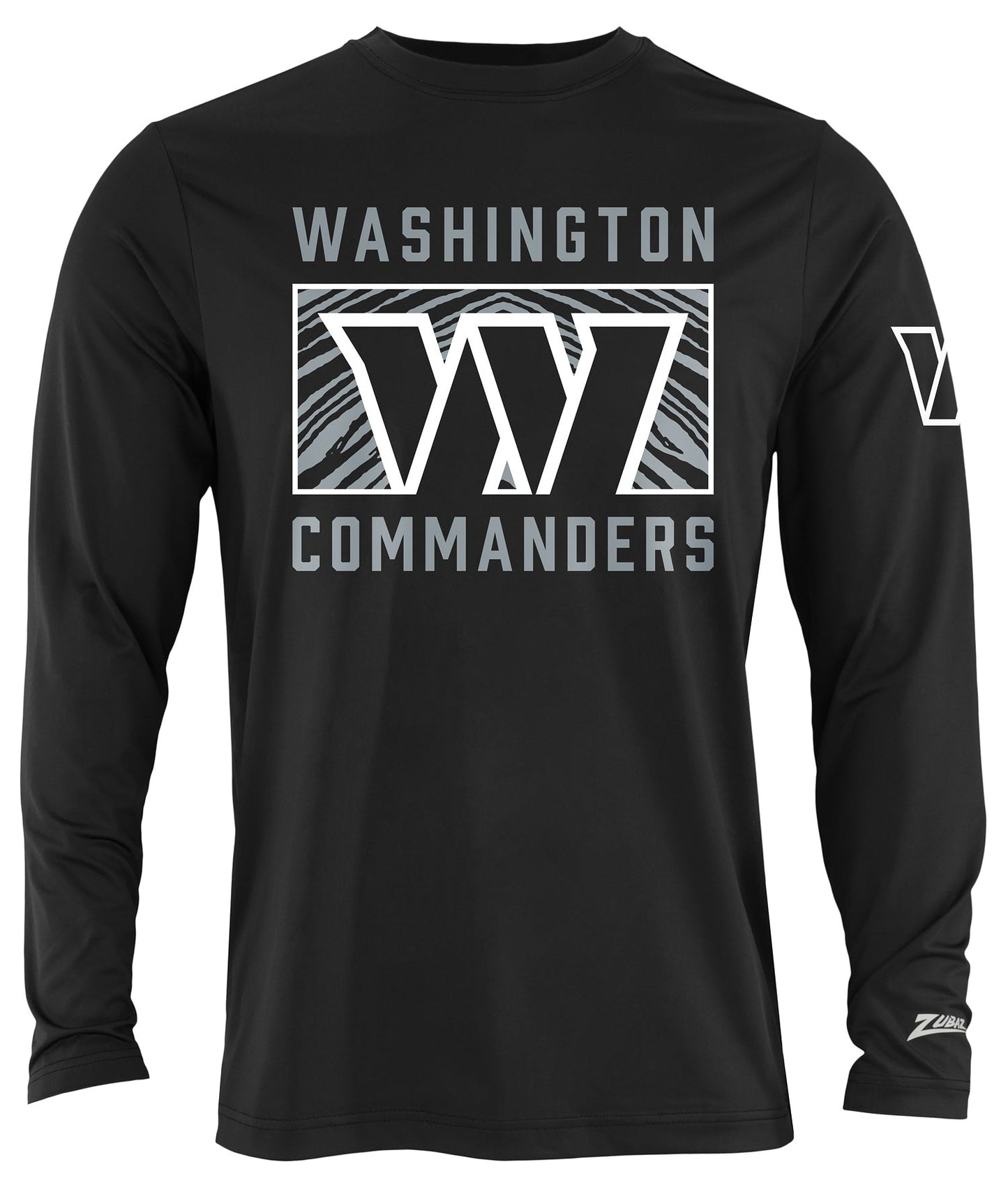 Zubaz NFL Men's Black End Zone Long Sleeve T-Shirt, Washington Commanders