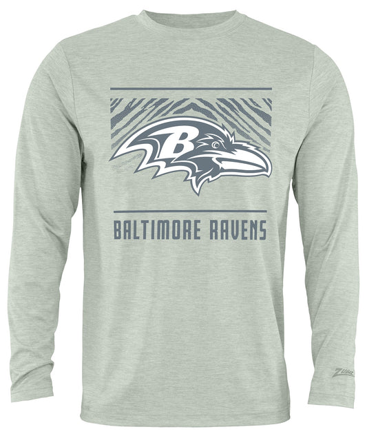 Zubaz NFL Men's Heather Gray Tunnel Tonal Long Sleeve T-Shirt, Baltimore Ravens