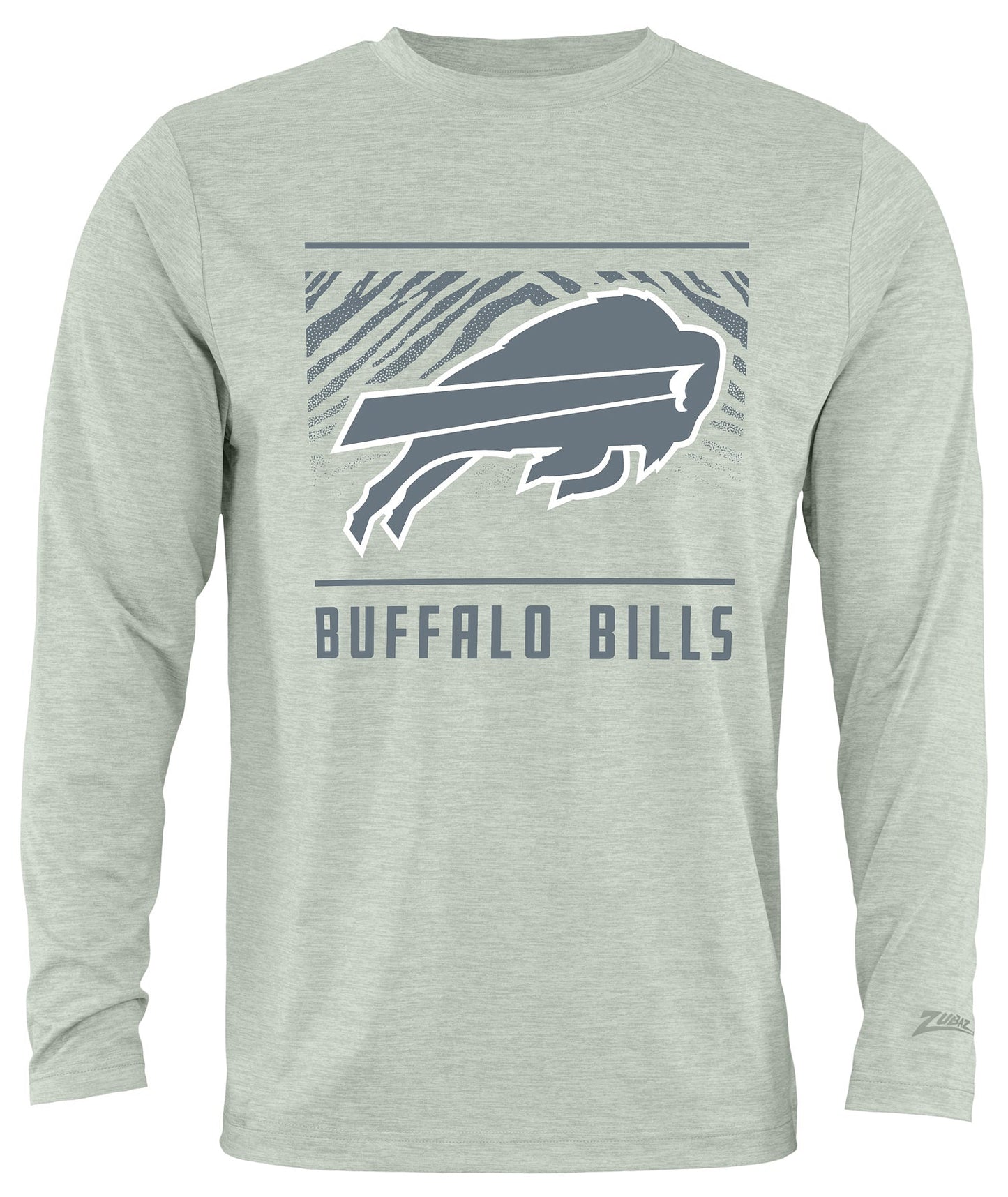 Zubaz NFL Men's Heather Gray Tunnel Tonal Long Sleeve T-Shirt, Buffalo Bills