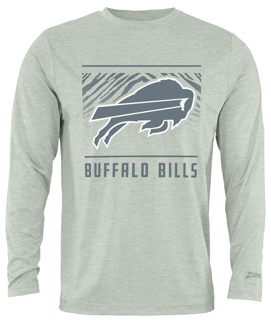Zubaz NFL Men's Heather Gray Tunnel Tonal Long Sleeve T-Shirt, Buffalo Bills