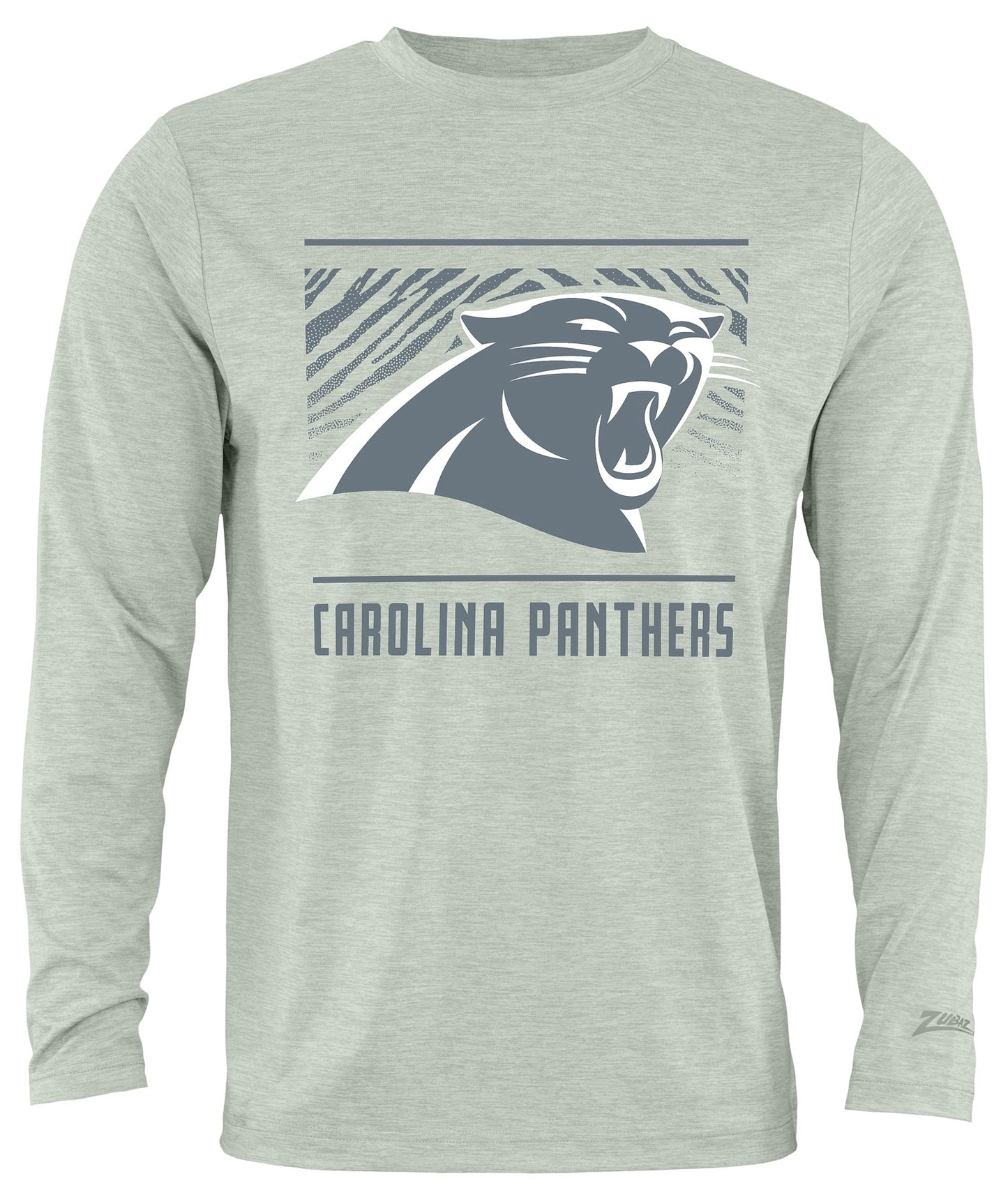 Zubaz NFL Men's Heather Gray Tunnel Tonal Long Sleeve T-Shirt, Carolina Panthers