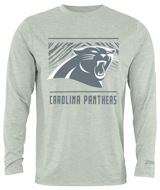 Zubaz NFL Men's Heather Gray Tunnel Tonal Long Sleeve T-Shirt, Carolina Panthers