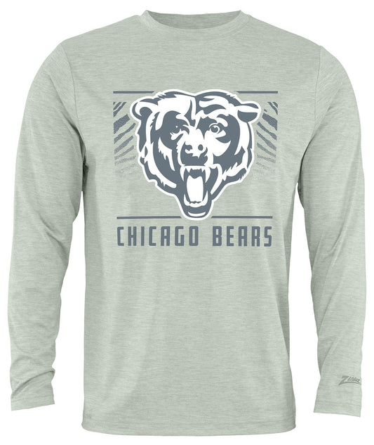 Zubaz NFL Men's Heather Gray Tunnel Tonal Long Sleeve T-Shirt, Chicago Bears