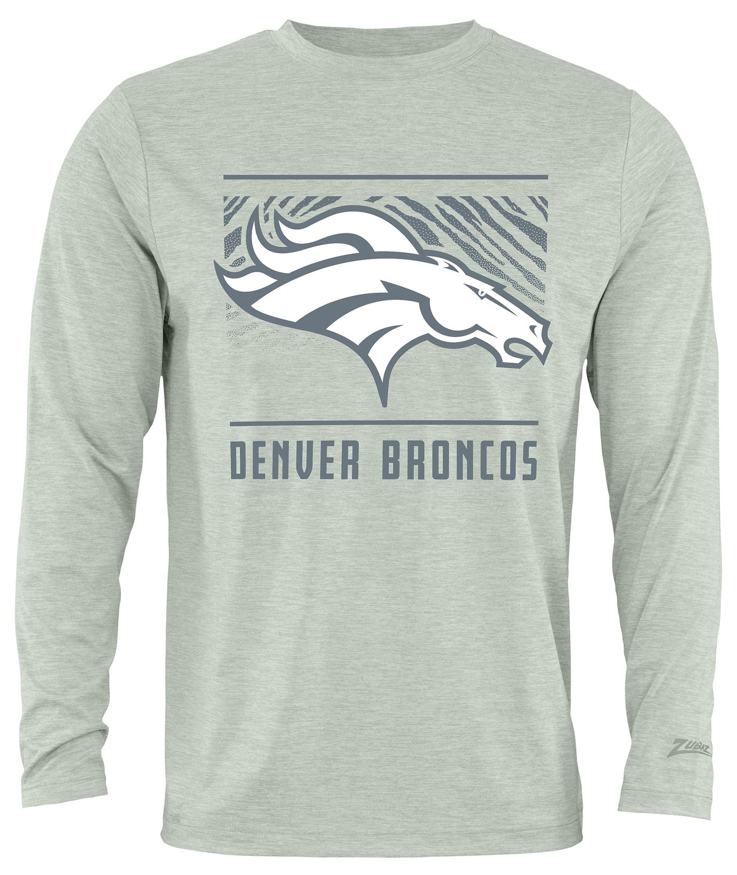 Zubaz NFL Men's Heather Gray Tunnel Tonal Long Sleeve T-Shirt, Denver Broncos