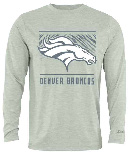Zubaz NFL Men's Heather Gray Tunnel Tonal Long Sleeve T-Shirt, Denver Broncos