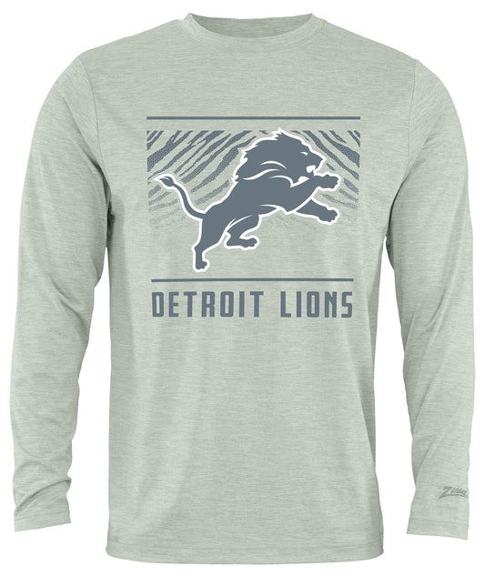 Zubaz NFL Men's Heather Gray Tunnel Tonal Long Sleeve T-Shirt, Detroit Lions