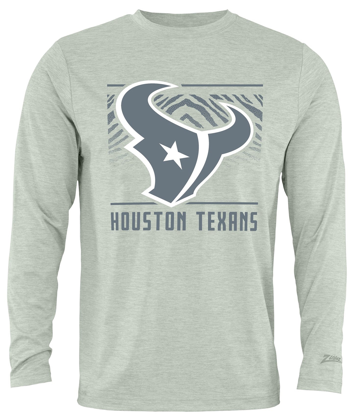 Zubaz NFL Men's Heather Gray Tunnel Tonal Long Sleeve T-Shirt, Houston Texans