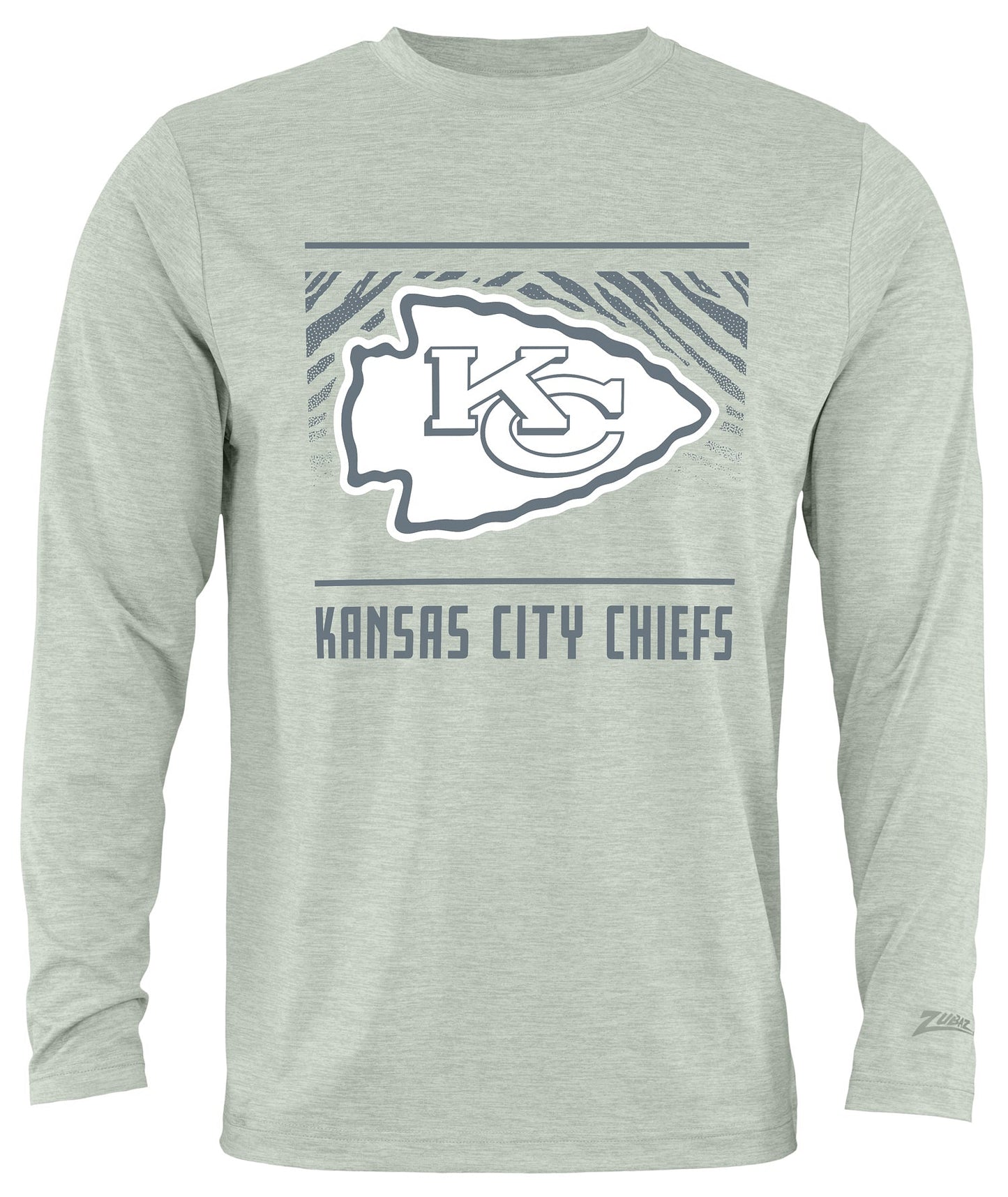 Zubaz NFL Men's Heather Gray Tunnel Tonal Long Sleeve T-Shirt, Kansas City Chiefs