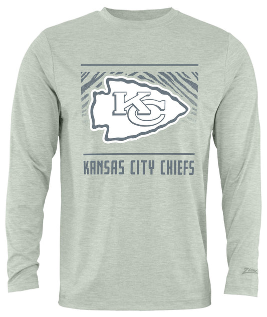 Zubaz NFL Men's Heather Gray Tunnel Tonal Long Sleeve T-Shirt, Kansas City Chiefs