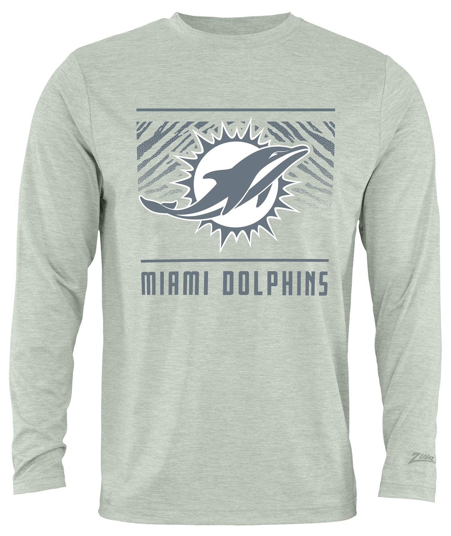 Zubaz NFL Men's Heather Gray Tunnel Tonal Long Sleeve T-Shirt, Miami Dolphins