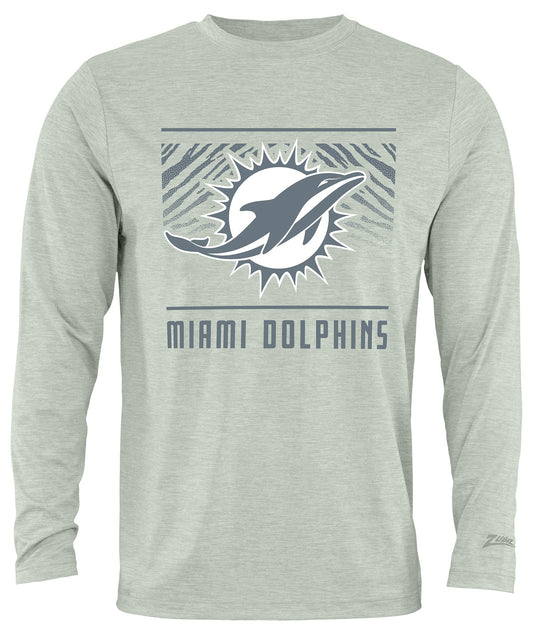 Zubaz NFL Men's Heather Gray Tunnel Tonal Long Sleeve T-Shirt, Miami Dolphins