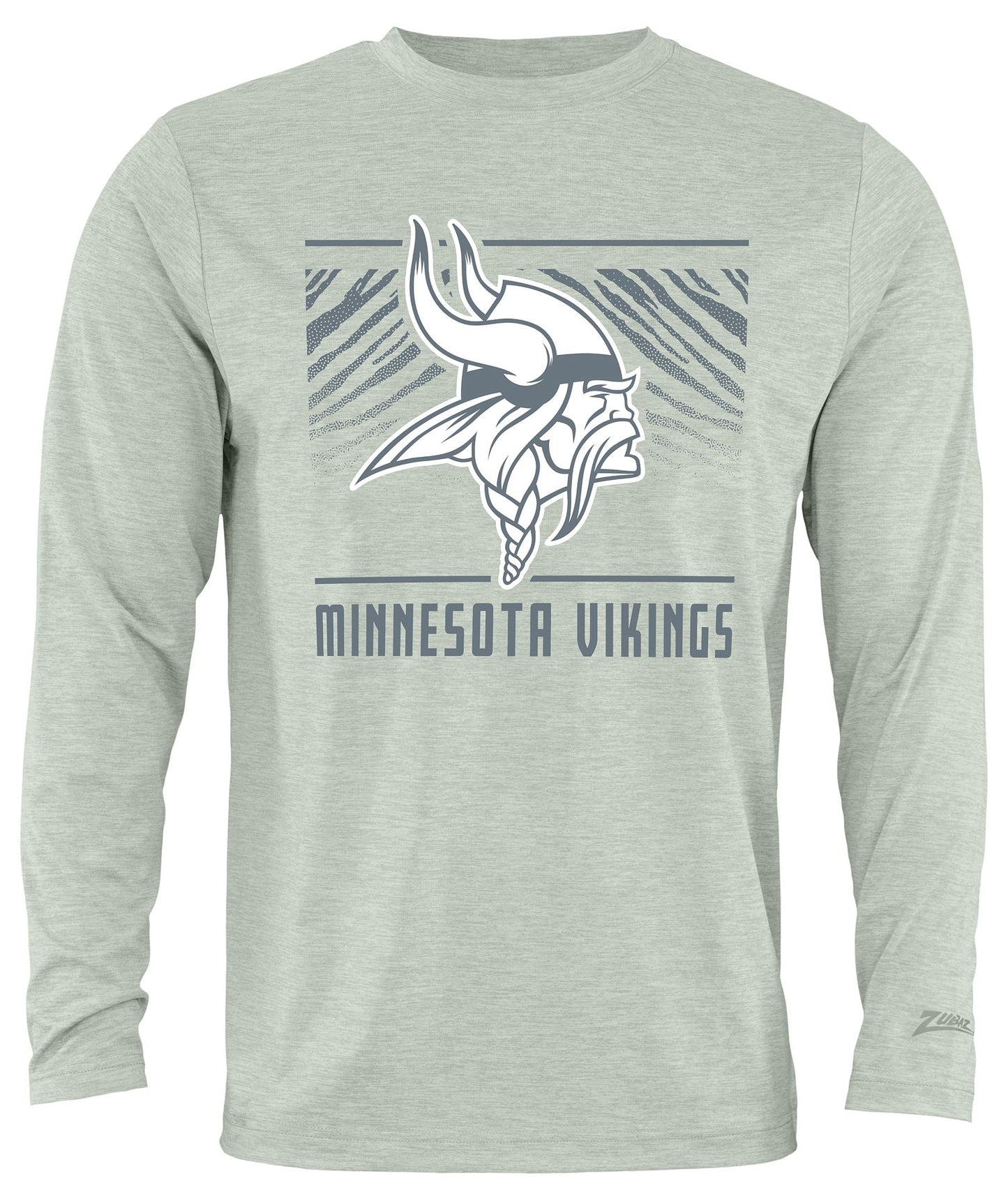Zubaz NFL Men's Heather Gray Tunnel Tonal Long Sleeve T-Shirt, Minnesota Vikings