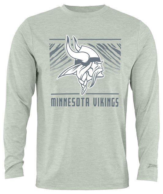 Zubaz NFL Men's Heather Gray Tunnel Tonal Long Sleeve T-Shirt, Minnesota Vikings