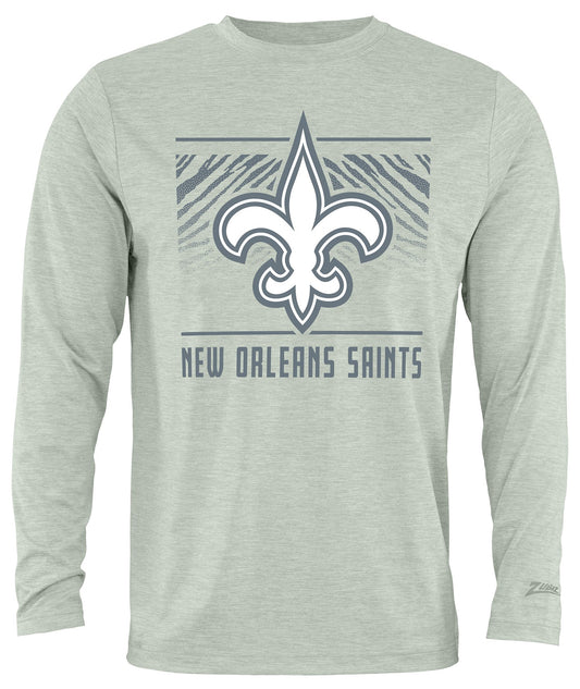 Zubaz NFL Men's Heather Gray Tunnel Tonal Long Sleeve T-Shirt, New Orleans Saints