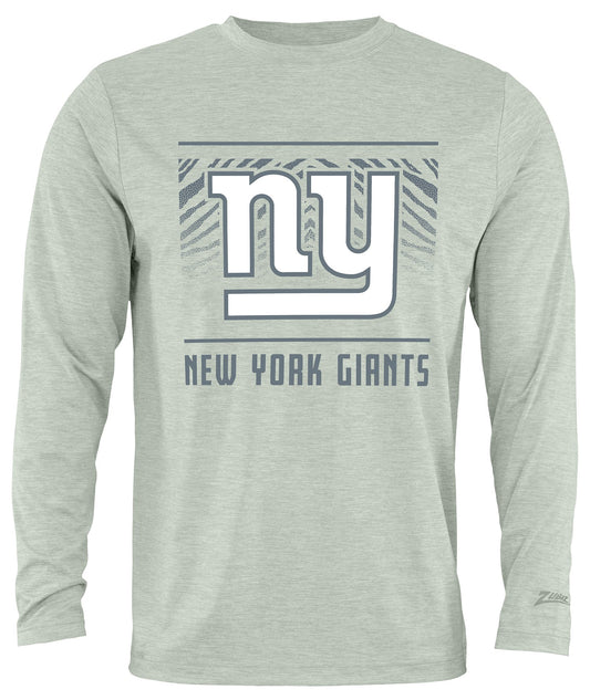 Zubaz NFL Men's Heather Gray Tunnel Tonal Long Sleeve T-Shirt, New York Giants