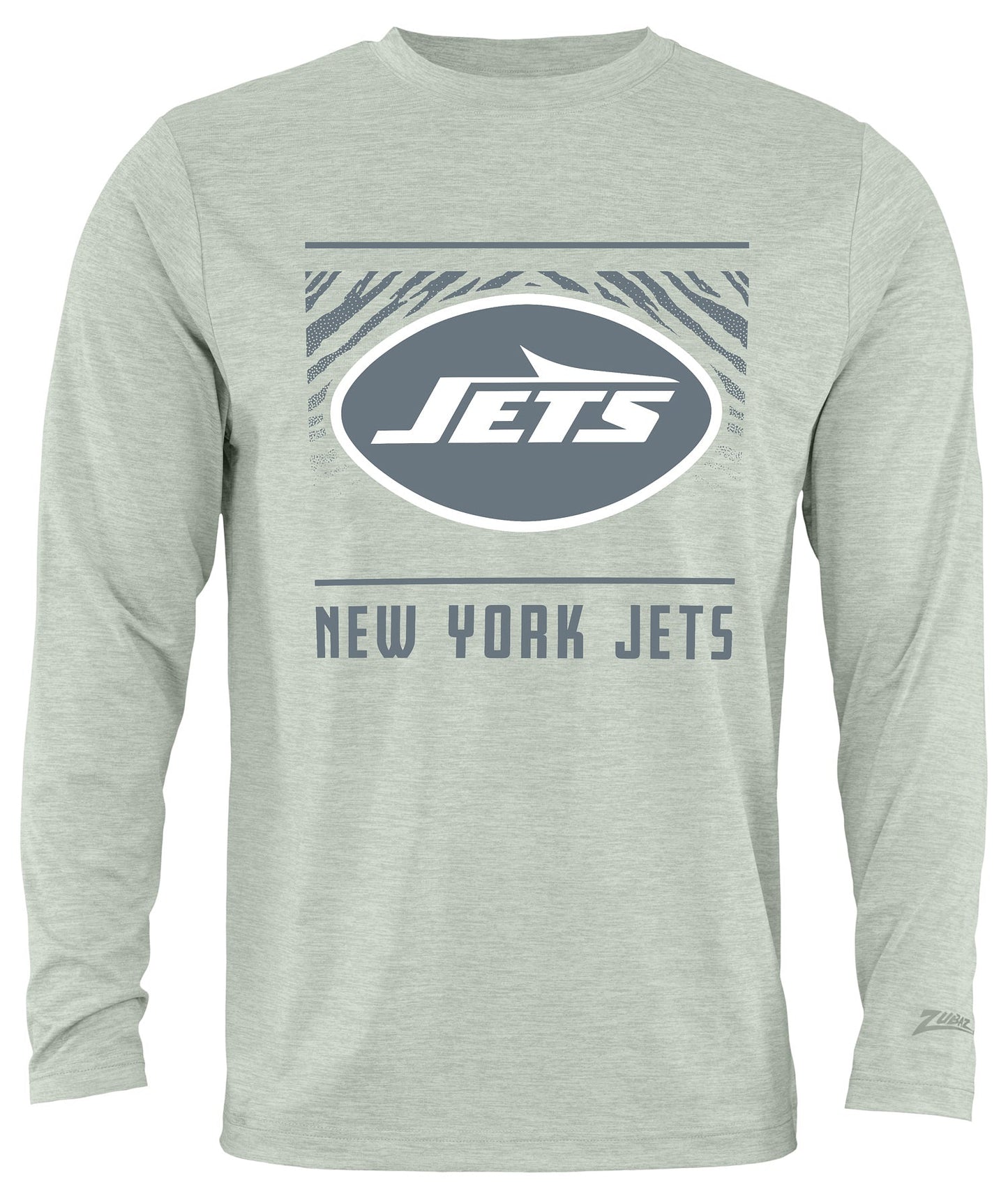 Zubaz NFL Men's Heather Gray Tunnel Tonal Long Sleeve T-Shirt, New York Jets