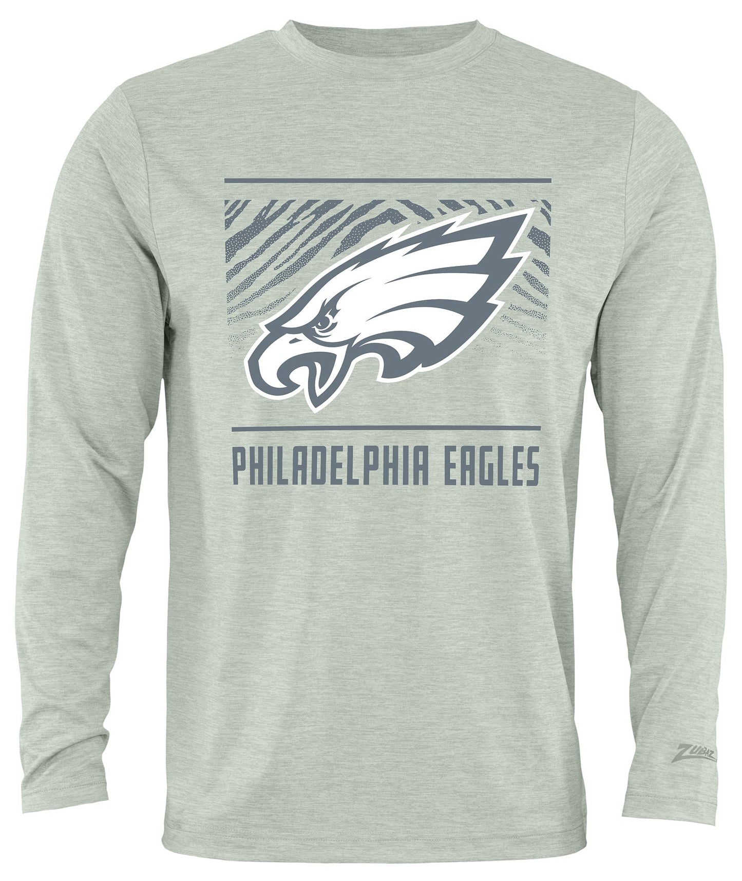 Zubaz NFL Men's Heather Gray Tunnel Tonal Long Sleeve T-Shirt, Philadelphia Eagles