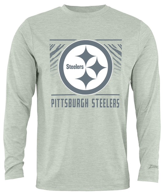Zubaz NFL Men's Heather Gray Tunnel Tonal Long Sleeve T-Shirt, Pittsburgh Steelers