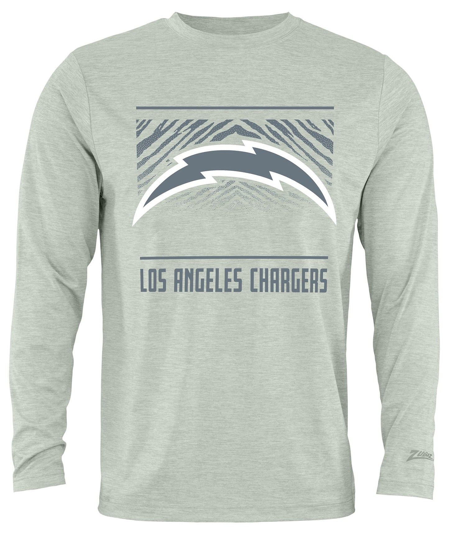 Zubaz NFL Men's Heather Gray Tunnel Tonal Long Sleeve T-Shirt, Los Angeles Chargers