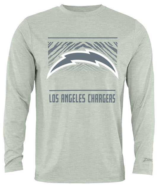 Zubaz NFL Men's Heather Gray Tunnel Tonal Long Sleeve T-Shirt, Los Angeles Chargers