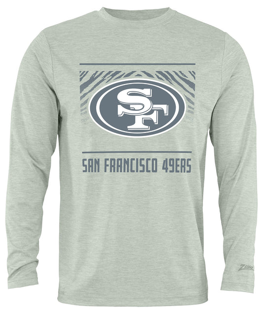 Zubaz NFL Men's Heather Gray Tunnel Tonal Long Sleeve T-Shirt, San Francisco 49ers